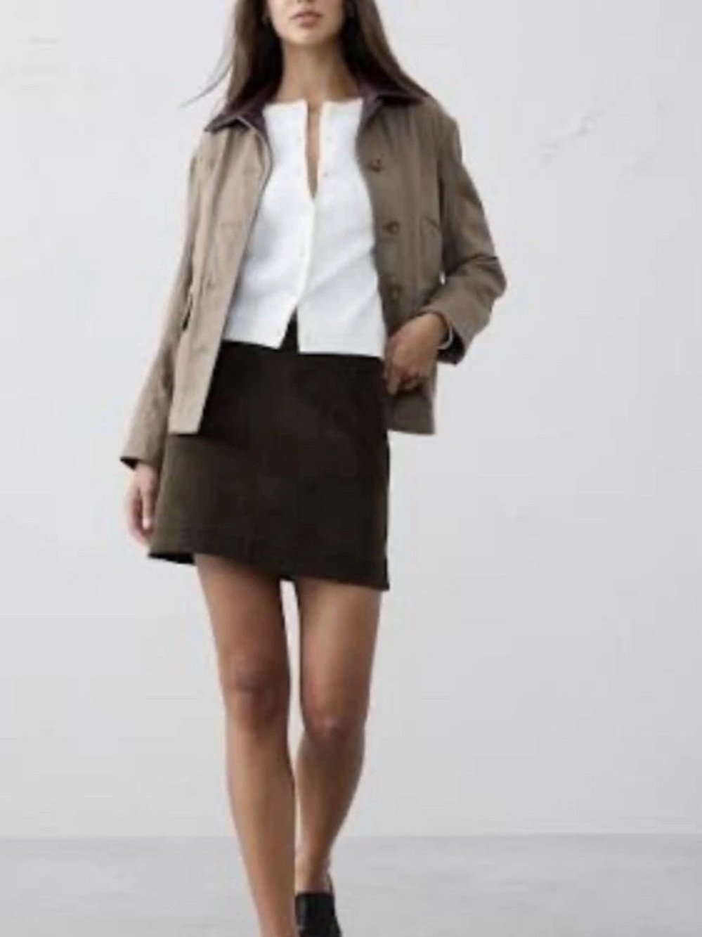 Banana Republic Brown Corduroy Seamed Mini Skirt- Size 18